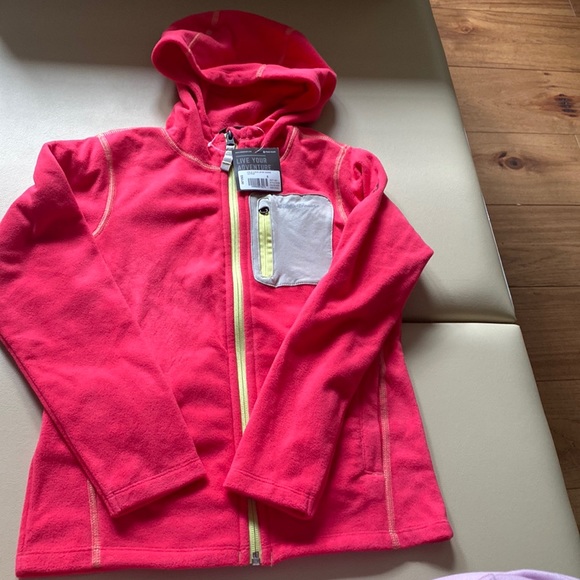 Eddie Bauer Girls Cloud Layer Hoodie Full Zip Hot Pink Fleece First Ascent - Picture 1 of 5
